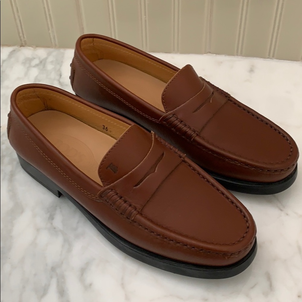 Tods Brown Leather Loafers size 36